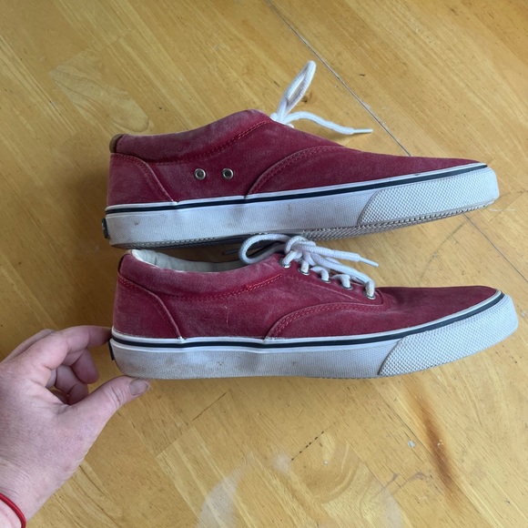 Sperry mens red flat slip on lace up boat shoes sneakers size 10.5 - Picture 4 of 7